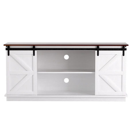 Alawoona 2 Door Buffet Sideboard, White and Walnut