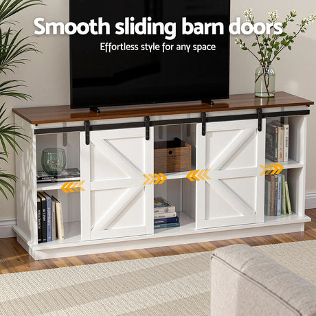 Alawoona 2 Door Buffet Sideboard, White and Walnut