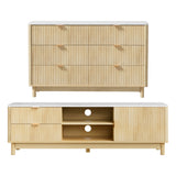 Westbury 150cm TV Unit and Chest of Drawers Set, Pine