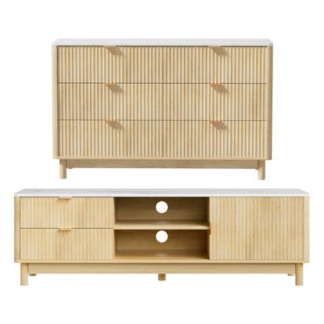 Westbury 150cm TV Unit and Chest of Drawers Set, Pine