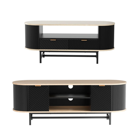 Beaconsfield 140cm TV Unit and Coffee Table Set, Black and Pine