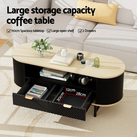 Beaconsfield 140cm TV Unit and Coffee Table Set, Black and Pine