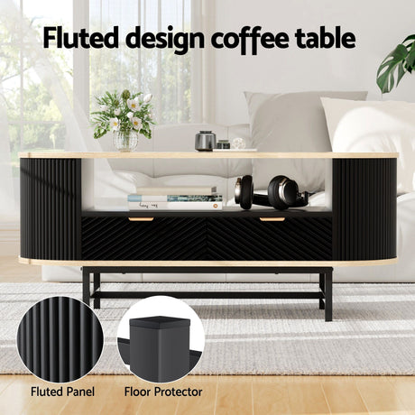 Beaconsfield 140cm TV Unit and Coffee Table Set, Black and Pine