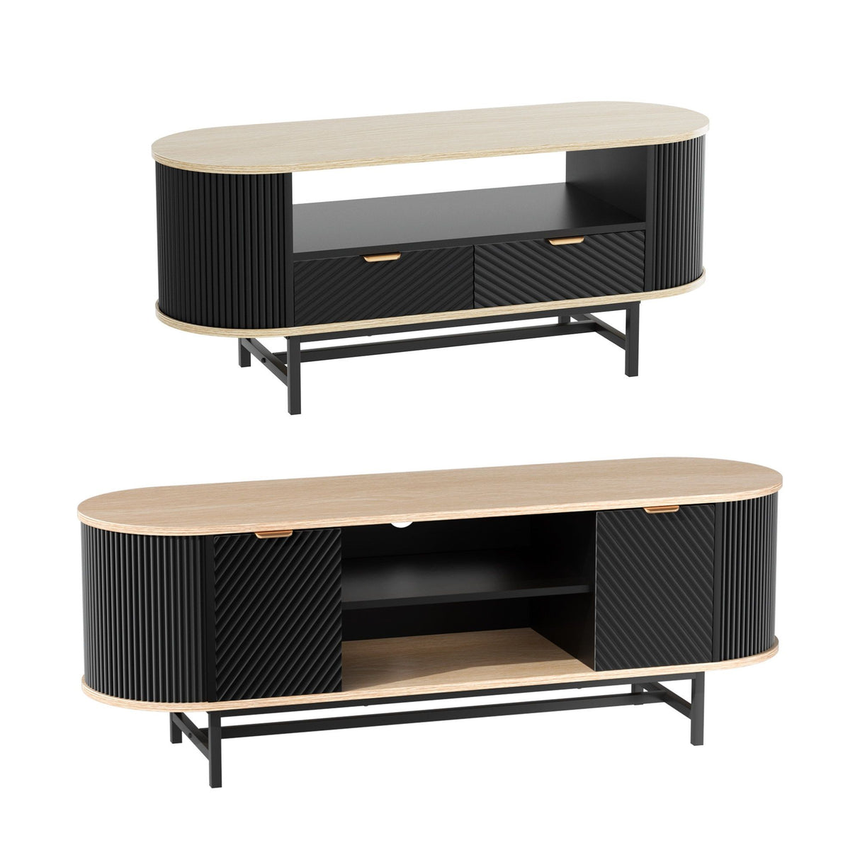 Beaconsfield 140cm TV Unit and Coffee Table Set, Black and Pine