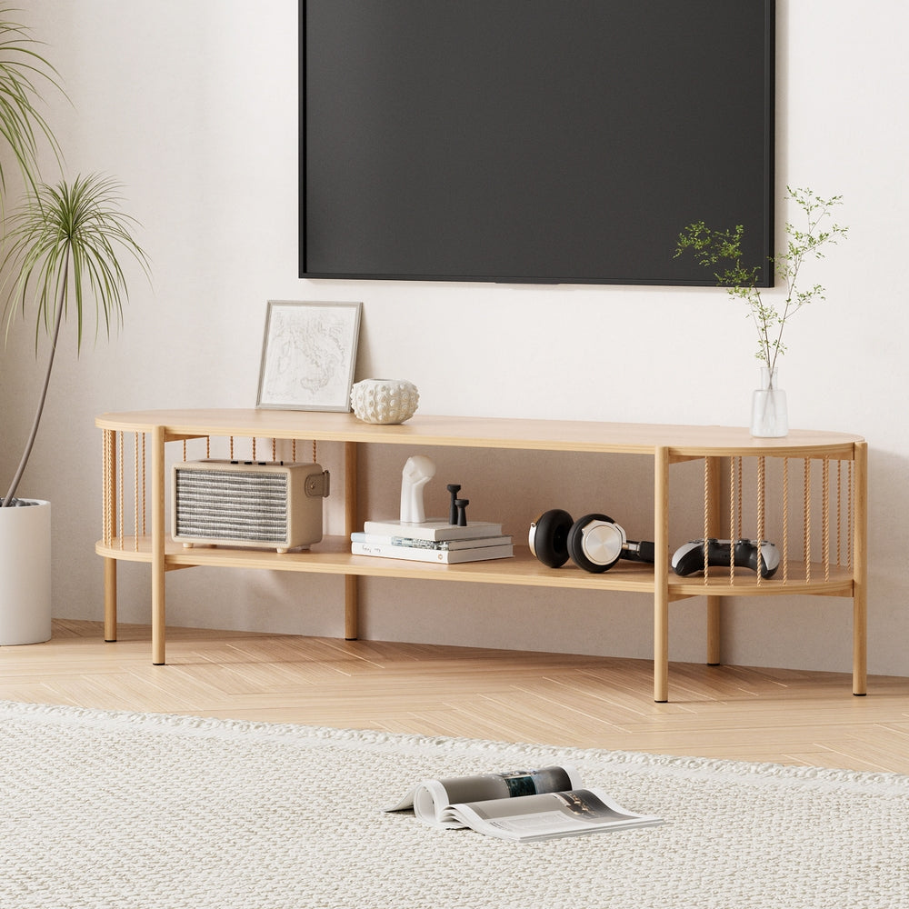 Artiss 148cm Pine TV Unit with Open Shelf and Rope Profile Bars — Allure Home Collections