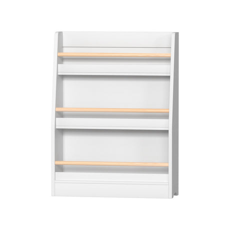Kids Bookshelf with Display Rails, 3 Tier White