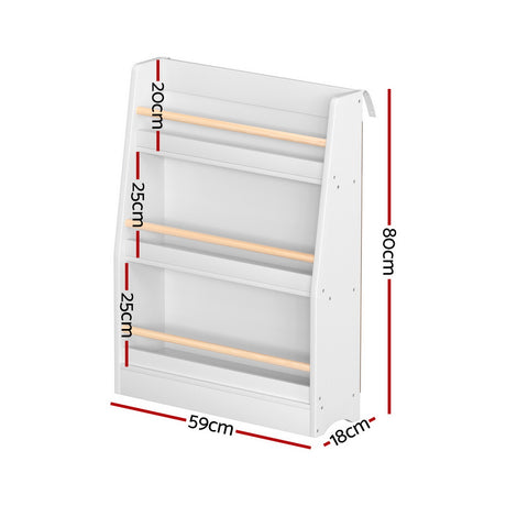 Keezi 3-Tier Kids Bookshelf with Protective Rods — Book and Toy Organiser — Allure Home Collections