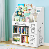 Kids Bookshelf with Storage Cabinets, 4 Tier White