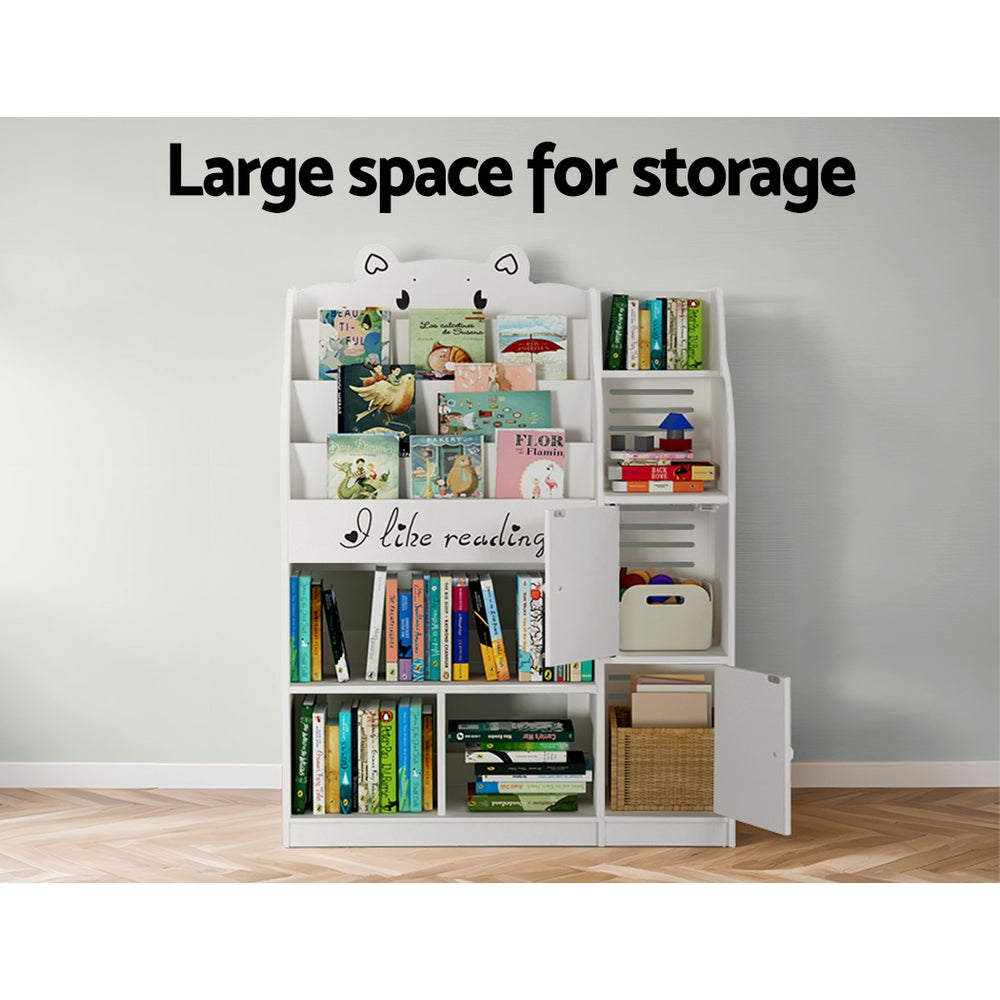 Kids Bookshelf with Storage Cabinets, 4 Tier White
