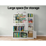 Kids Bookshelf with Storage Cabinets, 4 Tier White