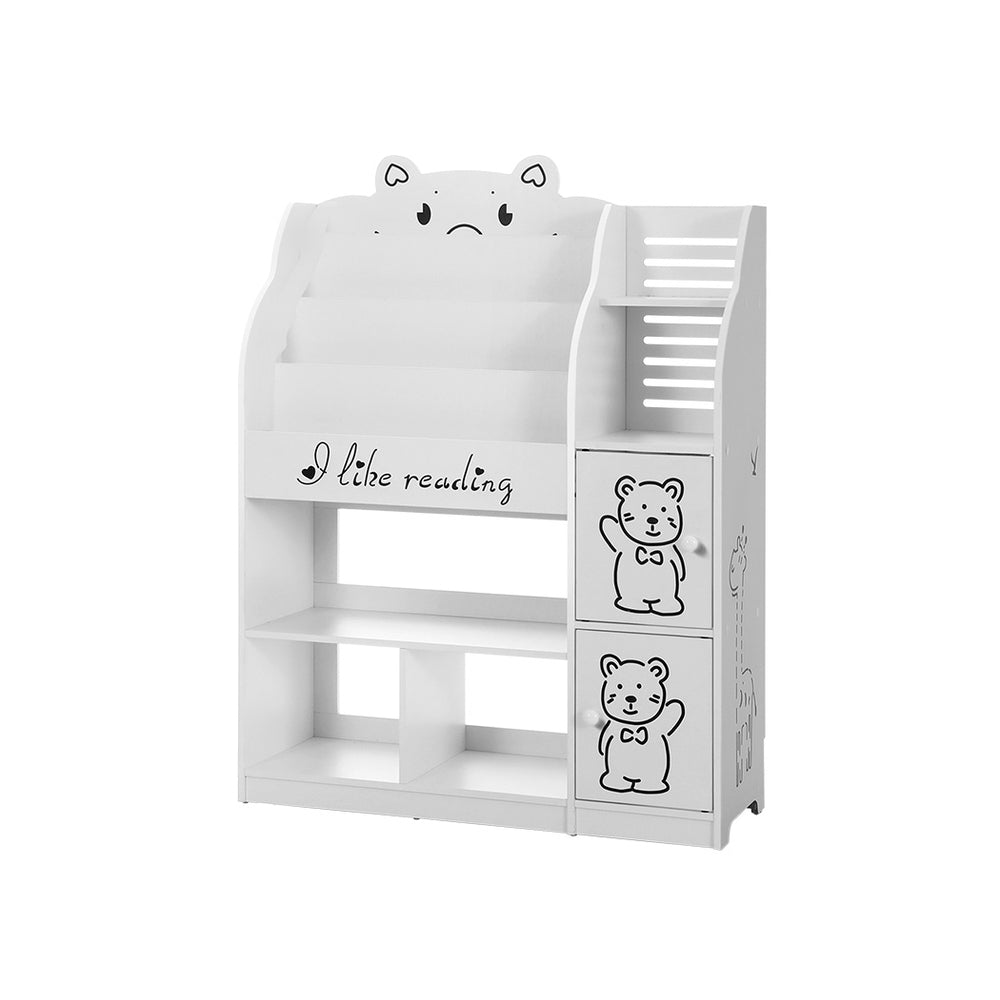Kids Bookshelf with Storage Cabinets, 4 Tier White