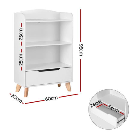 Keezi 3-Tier Kids Bookshelf with Drawer — Toy and Book Organiser — Allure Home Collections