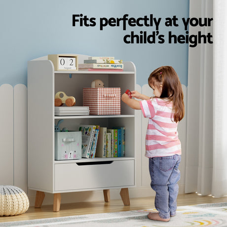 Keezi 3-Tier Kids Bookshelf with Drawer — Toy and Book Organiser — Allure Home Collections