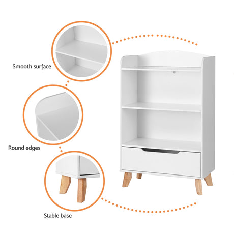 Keezi 3-Tier Kids Bookshelf with Drawer — Toy and Book Organiser — Allure Home Collections
