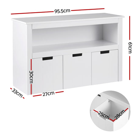 Keezi Kids Bookshelf with 3 Removable Drawers — Children's Toy and Book Organiser — Allure Home Collections