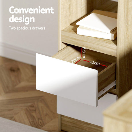 Artiss L-Shaped 136cm Computer Desk with Drawers Oak — Allure Home Collections