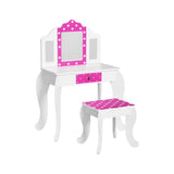 Kids Dressing Table and Stool Set, Three Mirror, Pink