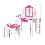 Keezi Kids Dressing Table and Chair Set — Pink, Three-Panel Folding Mirror and Drawer — Allure Home Collections