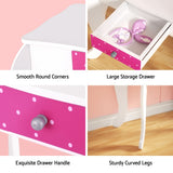 Keezi Kids Dressing Table and Chair Set — Pink, Three-Panel Folding Mirror and Drawer — Allure Home Collections