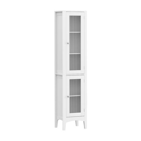 Compton Slim Glass Door Bathroom Tallboy, White image 2
