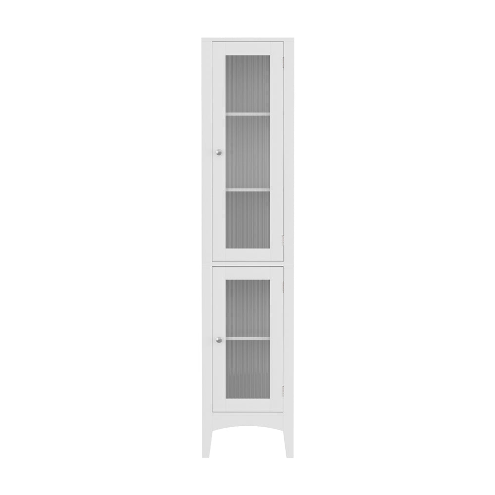Compton Slim Glass Door Bathroom Tallboy, White image 4