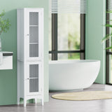Compton Slim Glass Door Bathroom Tallboy, White image 1
