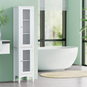 Compton Slim Glass Door Bathroom Tallboy, White image 1
