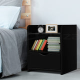 Wilsons Creek Bedside Table with Drawer and Shelf, Black