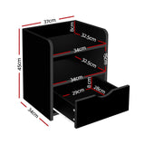 Wilsons Creek Bedside Table with Drawer and Shelf, Black 2pcs