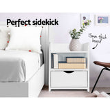 Artiss FARA Bedside Table with 1 Drawer and Shelf in White — Allure Home Collections