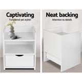 Artiss FARA Bedside Table with 1 Drawer and Shelf in White — Allure Home Collections