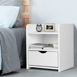 Artiss FARA Bedside Table with 1 Drawer and Shelf in White — Allure Home Collections