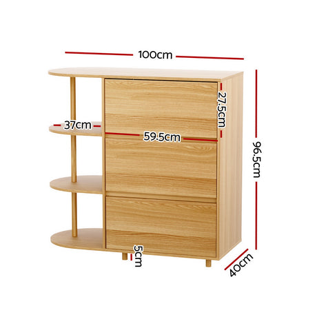 Artiss 3-Drawer Storage Cabinet with 3 Open Shelves in Pine — Allure Home Collections