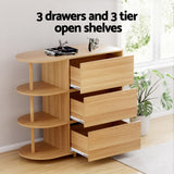 Artiss 3-Drawer Storage Cabinet with 3 Open Shelves in Pine — Allure Home Collections