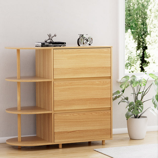 Artiss 3-Drawer Storage Cabinet with 3 Open Shelves in Pine — Allure Home Collections