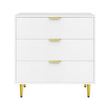 Artiss 3-Drawer Lowboy Cabinet in White — Carved Pattern with Metal Handles — Allure Home Collections