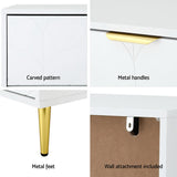 Artiss 3-Drawer Lowboy Cabinet in White — Carved Pattern with Metal Handles — Allure Home Collections