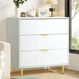 Artiss 3-Drawer Lowboy Cabinet in White — Carved Pattern with Metal Handles — Allure Home Collections