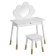 Kids Dressing Table and Stool Set, Cloud Design, White