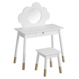 Kids Dressing Table and Stool Set, Cloud Design, White