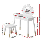 Kids Dressing Table and Stool Set, Cloud Design, White