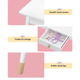 Kids Dressing Table and Stool Set, Cloud Design, White