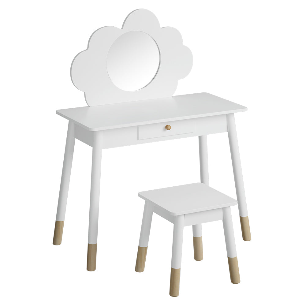 Keezi Kids Dressing Table and Chair Set — Cloud Motif, MDF with Rubberwood Legs — Allure Home Collections