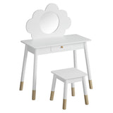Keezi Kids Dressing Table and Chair Set — Cloud Motif, MDF with Rubberwood Legs — Allure Home Collections