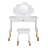 Keezi Kids Dressing Table and Chair Set — Cloud Motif, MDF with Rubberwood Legs — Allure Home Collections
