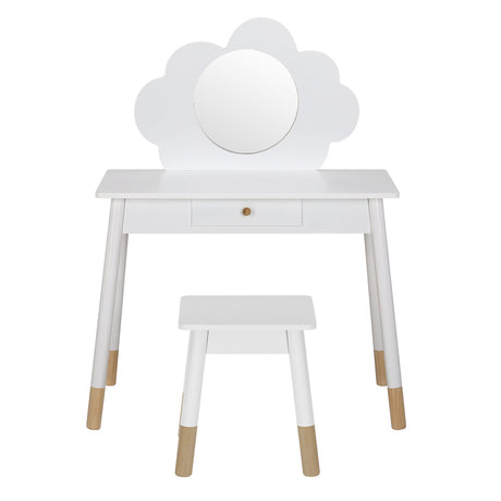 Keezi Kids Dressing Table and Chair Set — Cloud Motif, MDF with Rubberwood Legs — Allure Home Collections