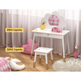Keezi Kids Dressing Table and Chair Set — Cloud Motif, MDF with Rubberwood Legs — Allure Home Collections