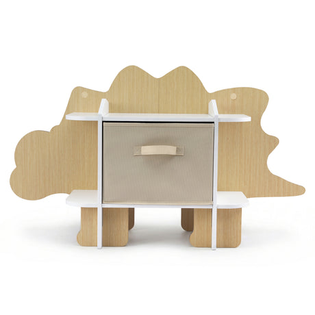 Dinosaur Kids Bookshelf with Fabric Drawer, 2 Tier