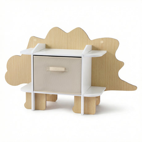 Dinosaur Kids Bookshelf with Fabric Drawer, 2 Tier