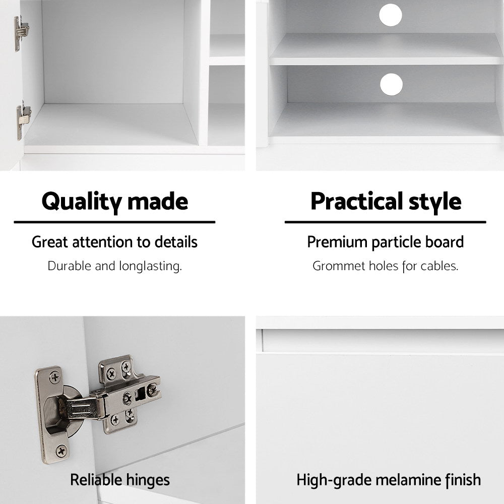 Artiss Anita 120cm White TV Cabinet with Slide-Out Drawers and Open Shelves — Allure Home Collections
